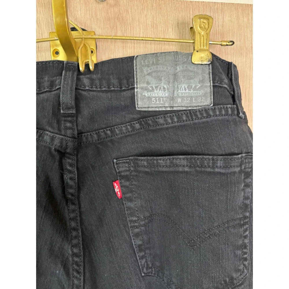 Levis 511 Slim Fit Black Jeans Mens 32x32 WaterLess Denim 04511-4406